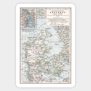 Antique Map of Denmark (aka Danemark or Danmark) Sticker